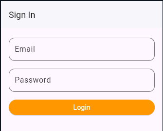 Screenshot of login page