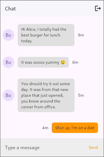 Screenshot of chat page