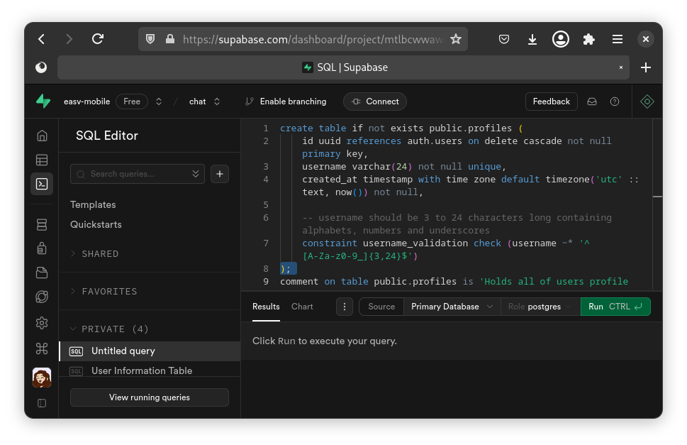 Supabase SQL Editor