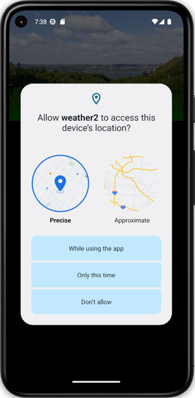 Android location permission dialog