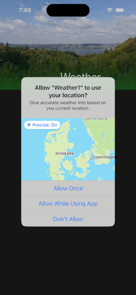 iOS location permission dialog